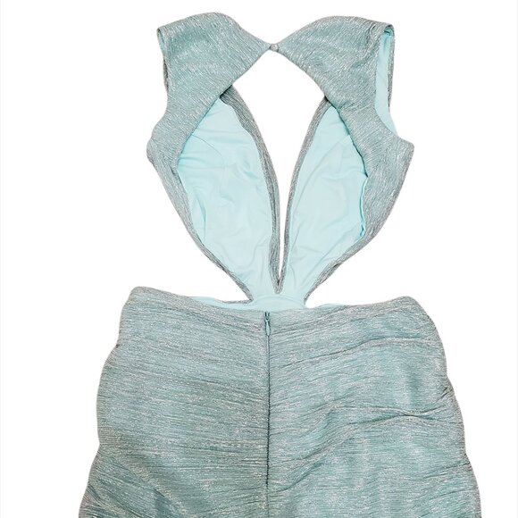 PatBO Womens Lurex Sleeveless Cutout Gown Maxi Dress Size 4 Sea Foam Sexy - Picture 14 of 16